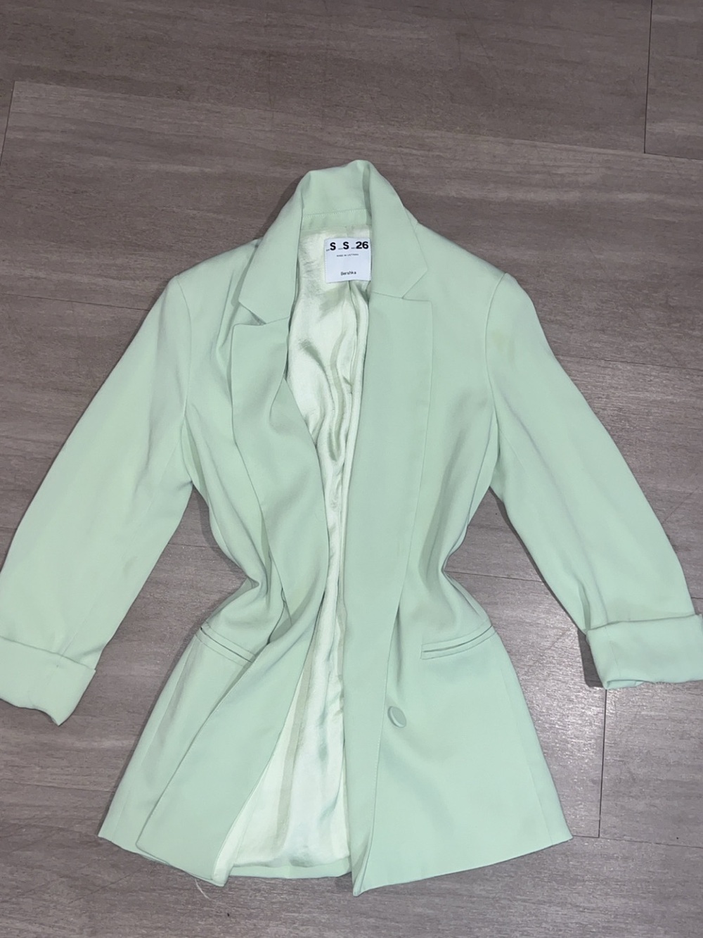 Bershka Pastel Mint Green Tailored Blazer